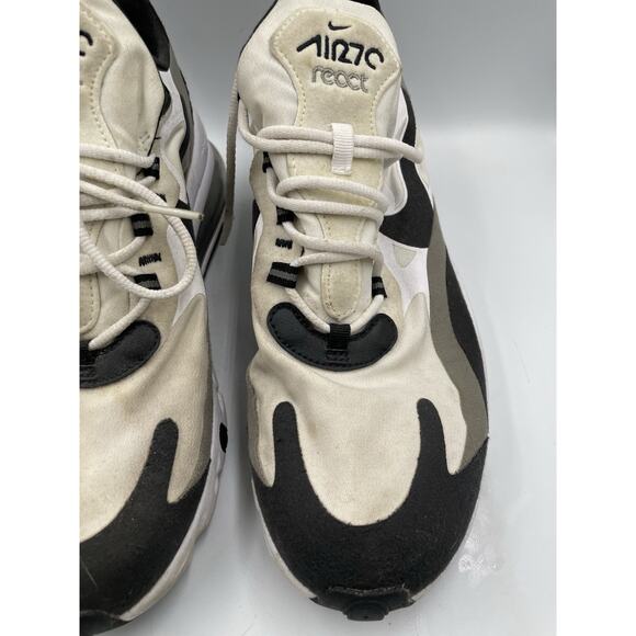 Nike Air Max 270 React Men Size 10 Black/White/ Pewter Gray Athletic Shoes - Picture 4 of 10